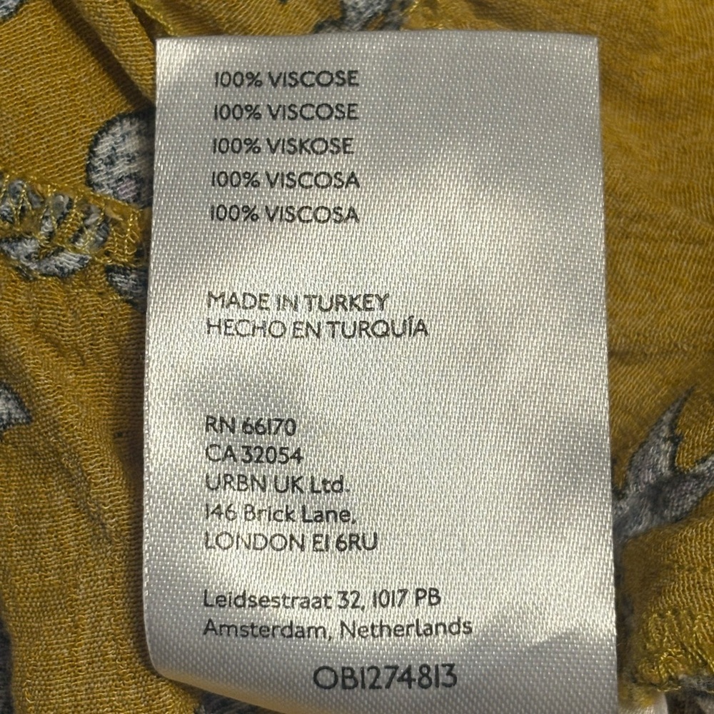 Anthropologie Mustard and Indigo Floral Mini Dress size XS * - Picture 9 of 15